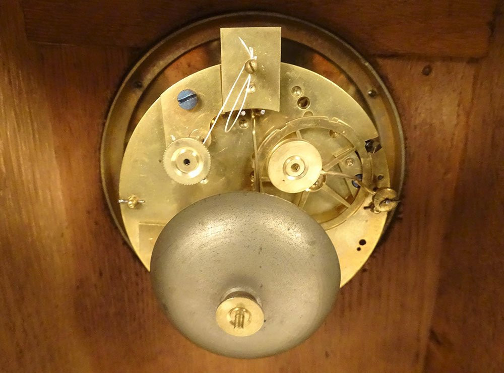 Pendule borne Charles X palissandre marqueterie fleurs feuillage XIXème-photo-6