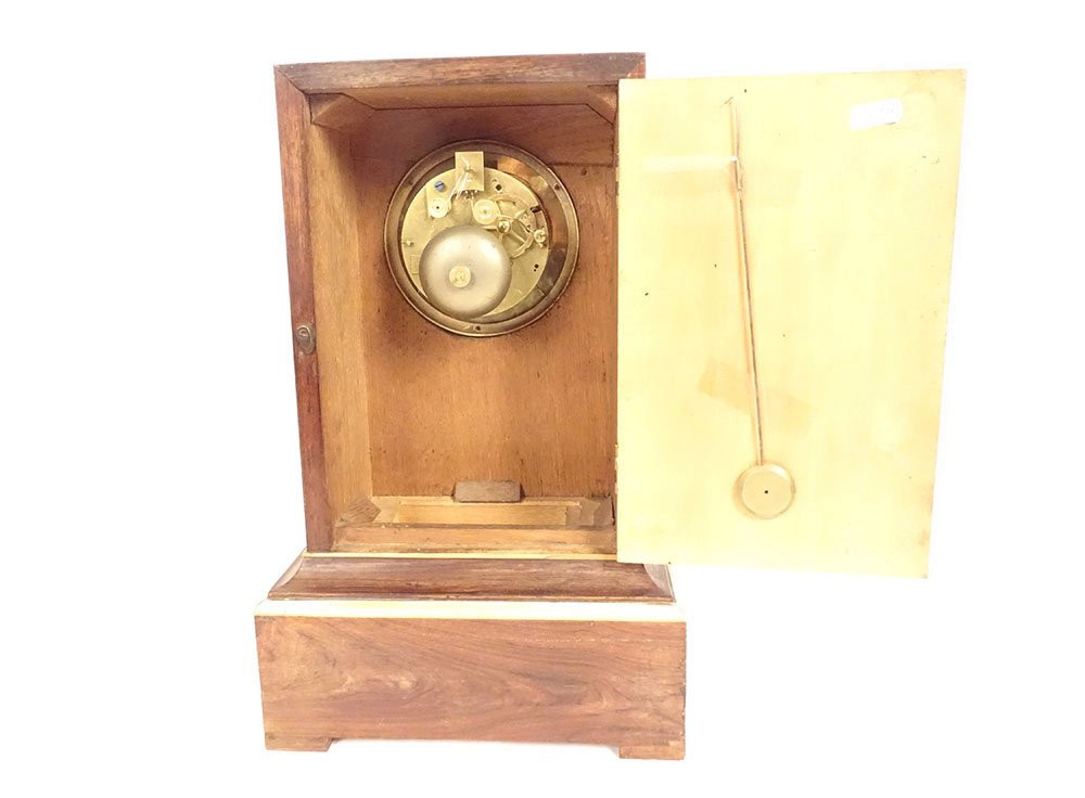 Pendule borne Charles X palissandre marqueterie fleurs feuillage XIXème-photo-7