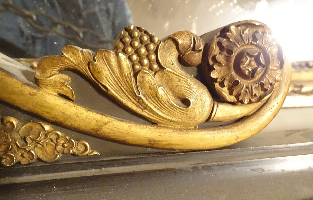 Empire Style Bronze And Gilt Fireplace Mantel With Medici Lions And Chain, 19th Century-photo-2