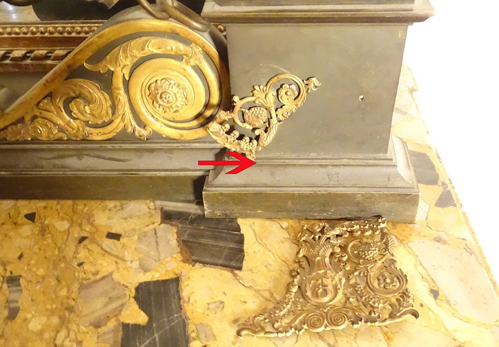 Empire Style Bronze And Gilt Fireplace Mantel With Medici Lions And Chain, 19th Century-photo-6