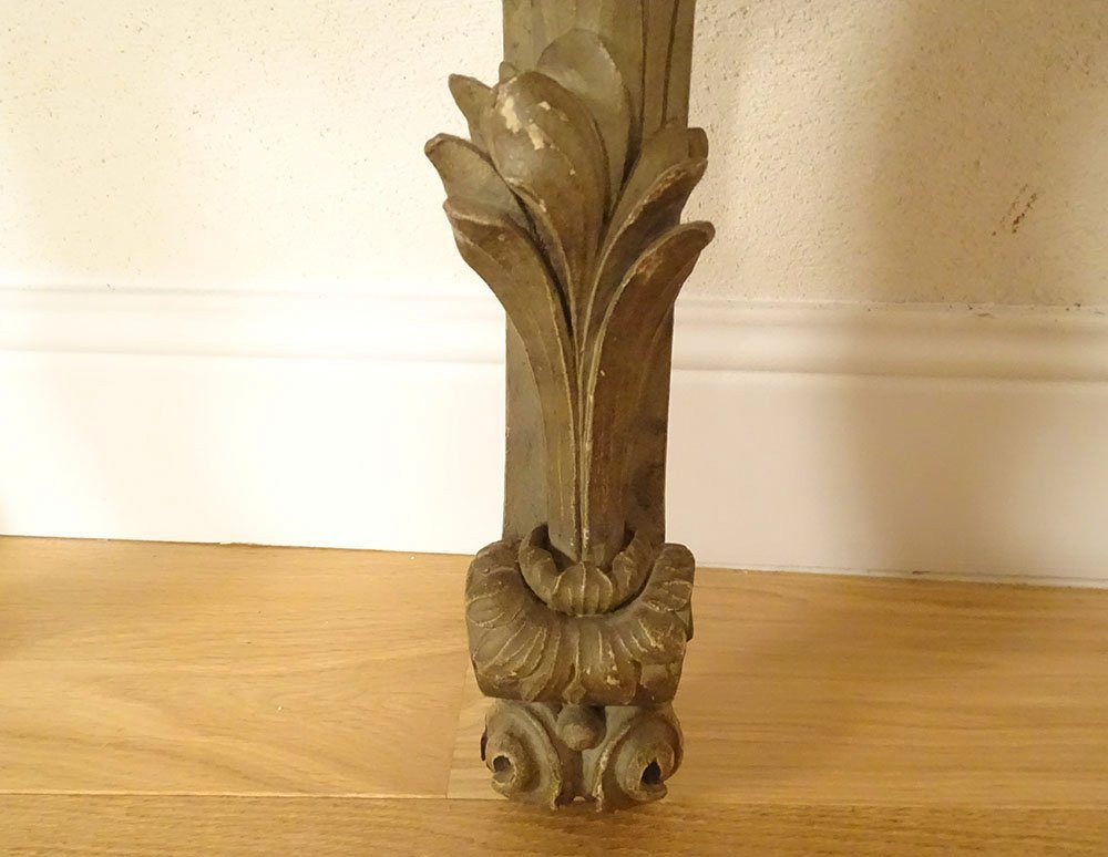 Paire consoles applique murales sellettes bois sculpté marbre blanc XVIIIè-photo-3