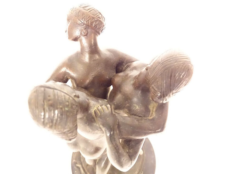 Sculpture bronze Antoine-Louis Barye Les Trois Grâces marbre XIXème siècle-photo-4