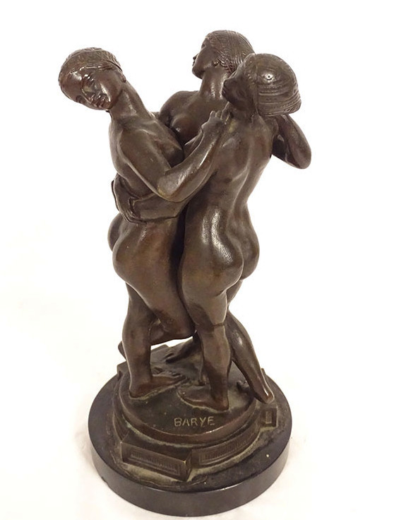 Sculpture bronze Antoine-Louis Barye Les Trois Grâces marbre XIXème siècle