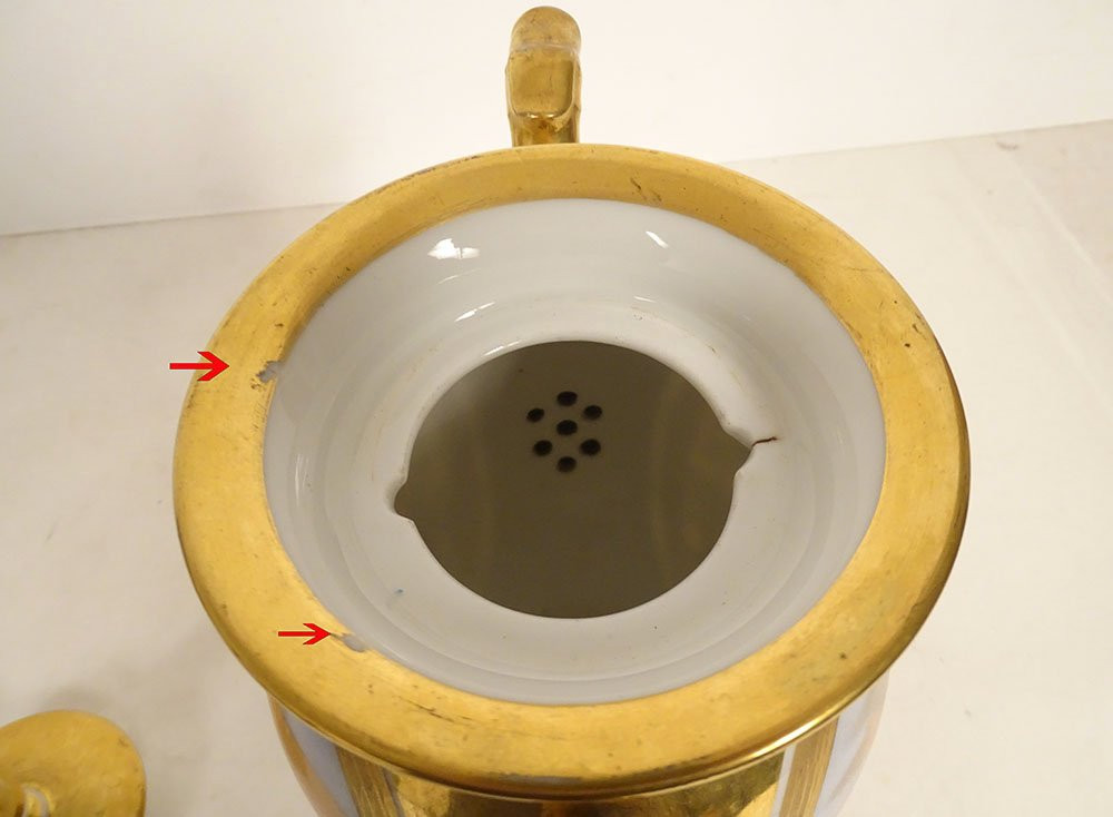 Louis-philippe Style Paris Porcelain Coffee Service With Landscaped Teapot, 19th Century-photo-1