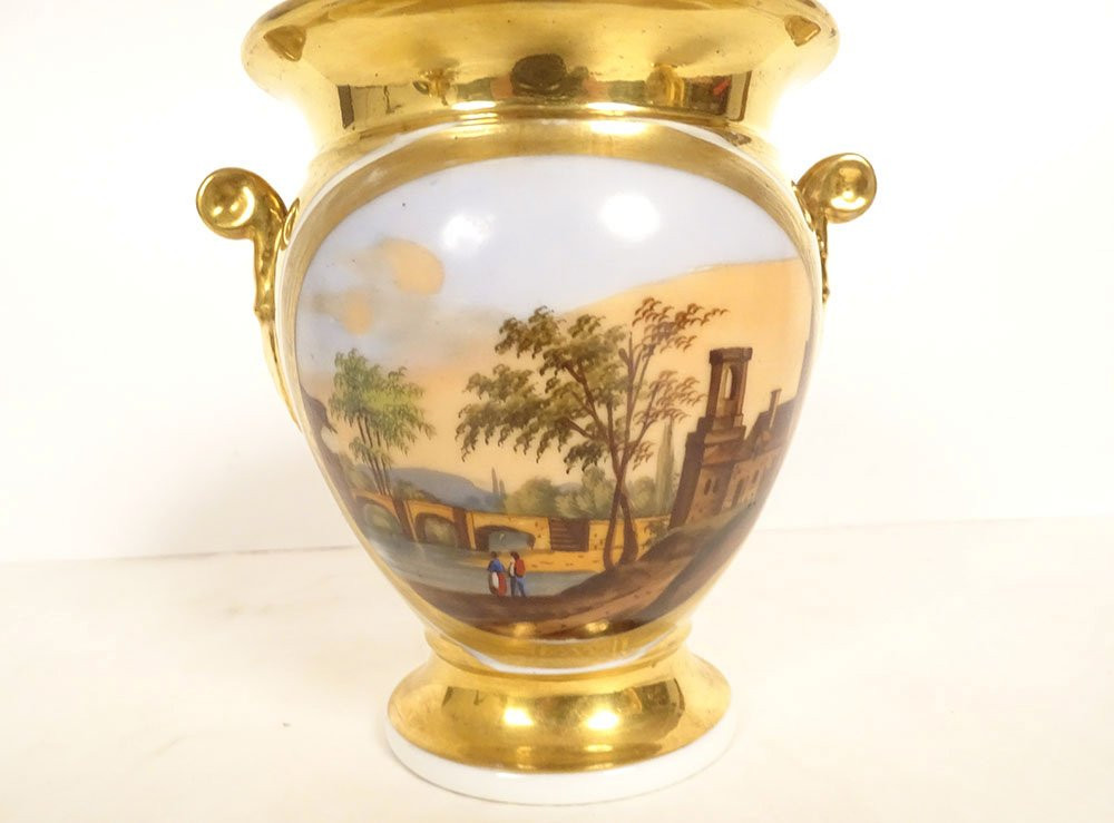 Louis-philippe Style Paris Porcelain Coffee Service With Landscaped Teapot, 19th Century-photo-2