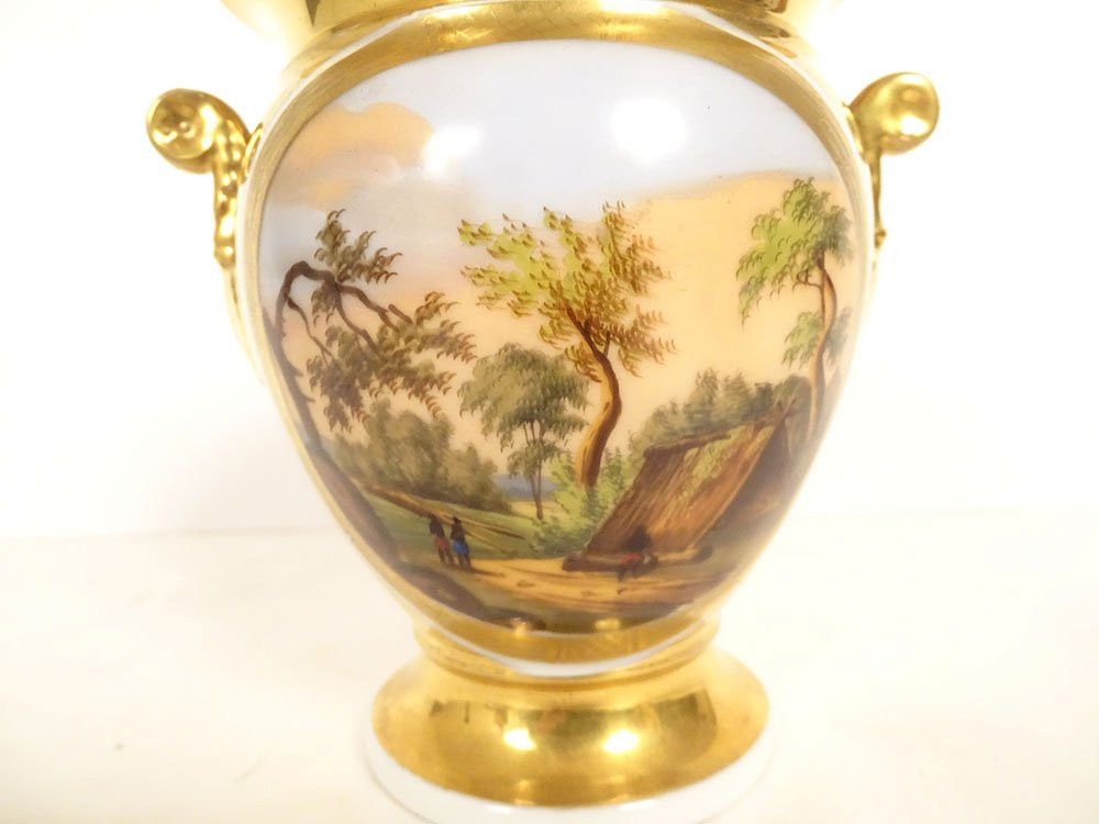 Louis-philippe Style Paris Porcelain Coffee Service With Landscaped Teapot, 19th Century-photo-3