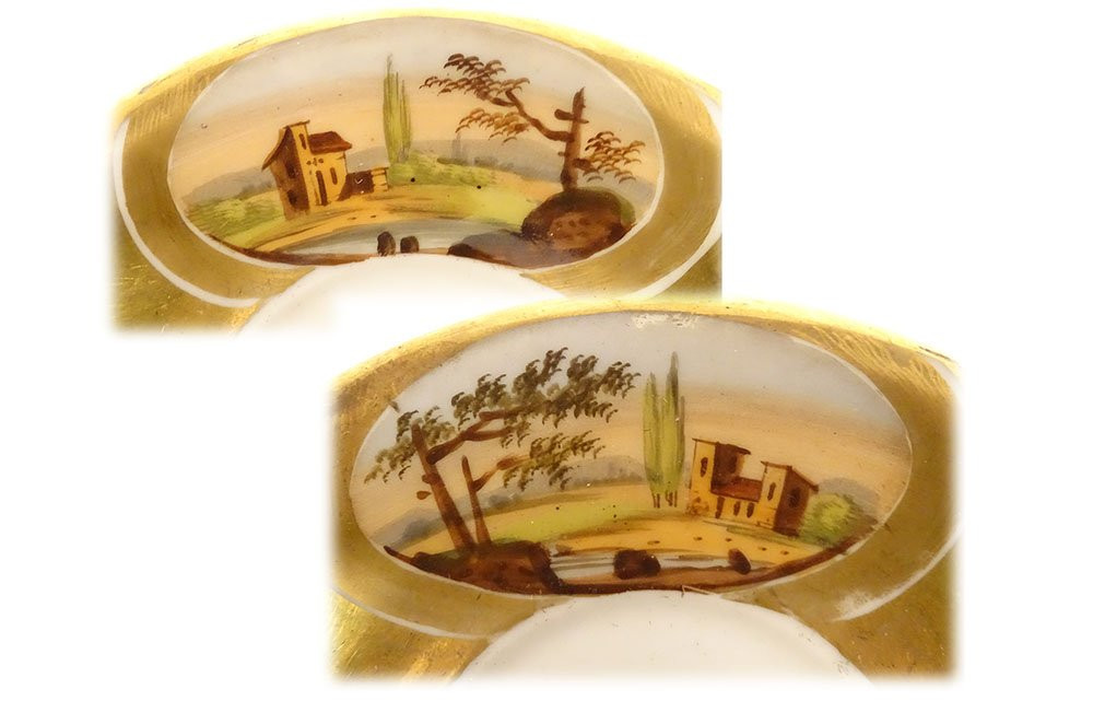 Louis-philippe Style Paris Porcelain Coffee Service With Landscaped Teapot, 19th Century-photo-6