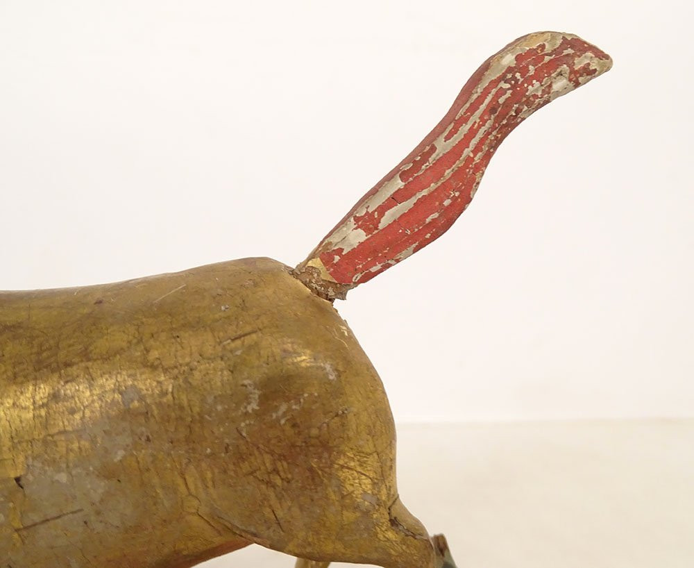 Petite sculpture cheval chinois bois sculpté laqué doré Qing Chine XVIIIème-photo-3