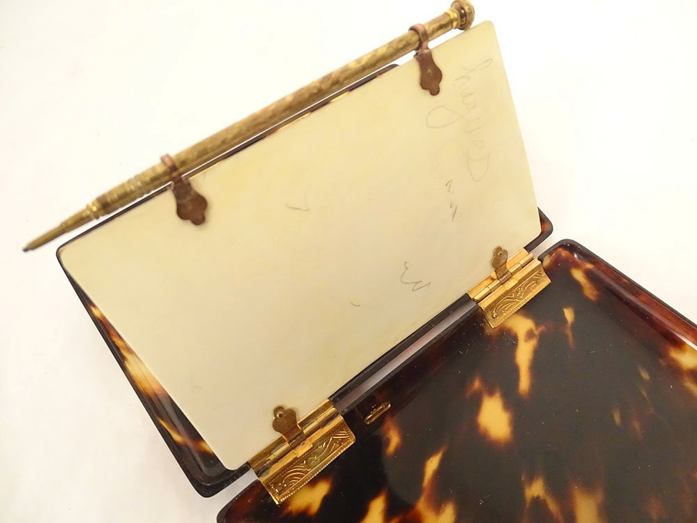 Cigarette Case, Notebook, Ballroom Purse, Tortoiseshell With Gold Trim, Napoleon III Style, 19th Century-photo-4