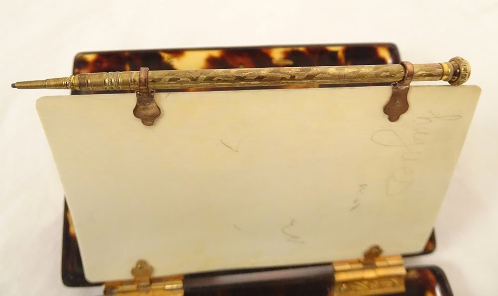 Cigarette Case, Notebook, Ballroom Purse, Tortoiseshell With Gold Trim, Napoleon III Style, 19th Century-photo-1