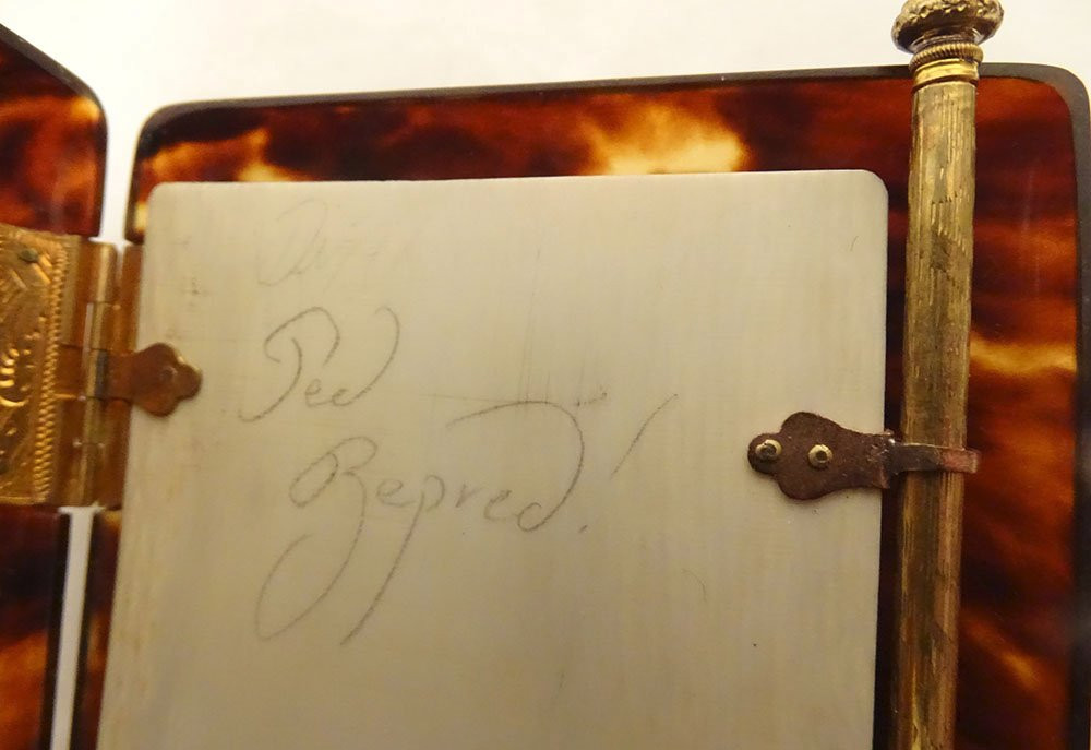 Cigarette Case, Notebook, Ballroom Purse, Tortoiseshell With Gold Trim, Napoleon III Style, 19th Century-photo-4
