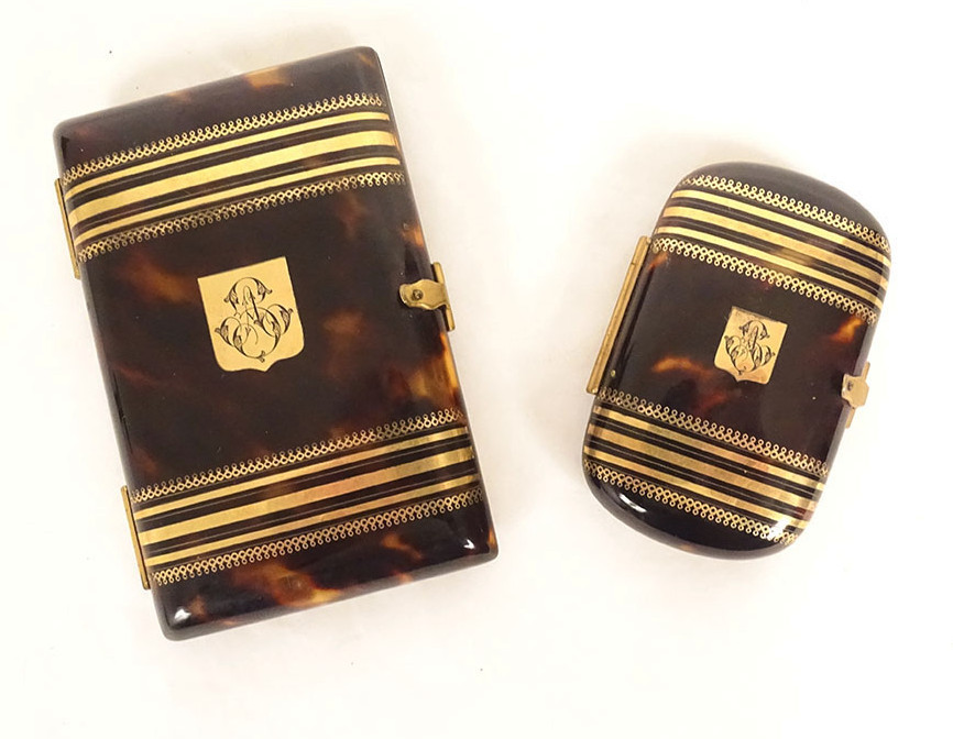 Cigarette Case, Notebook, Ballroom Purse, Tortoiseshell With Gold Trim, Napoleon III Style, 19th Century