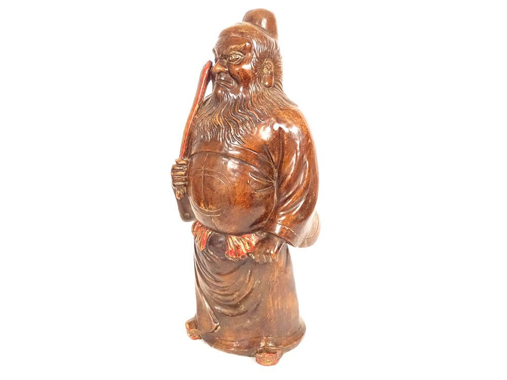 Chinese Sculpture Of A Warrior With A Sword, The God Zhong Kui Shoki, Terracotta, 19th Century-photo-3