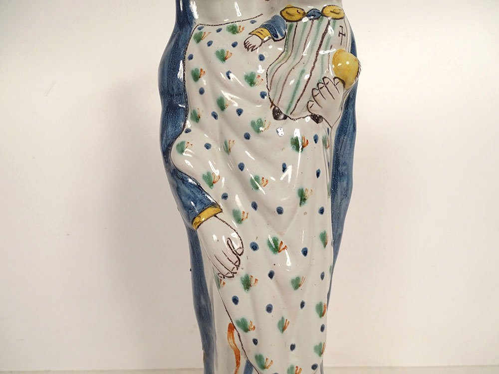 Statuette Vierge d'accouchée Sainte Marie faïence Rennes Enfant Jésus 18è-photo-3