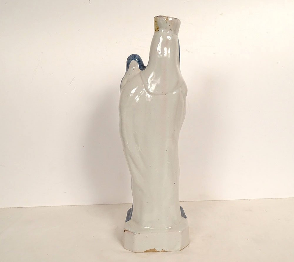 Statuette Vierge d'accouchée Sainte Marie faïence Rennes Enfant Jésus 18è-photo-3