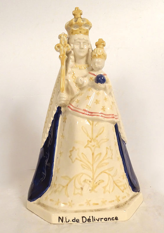 Quimper Earthenware Statuette Of Jeanne Levêque, Our Lady Of Deliverance, Quintin Basilica