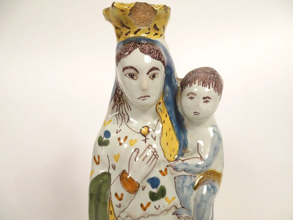 Virgin Mary After Childbirth, Crowned, Saint Mary, Earthenware, Rennes, Infant Jesus, 18th Century-photo-1