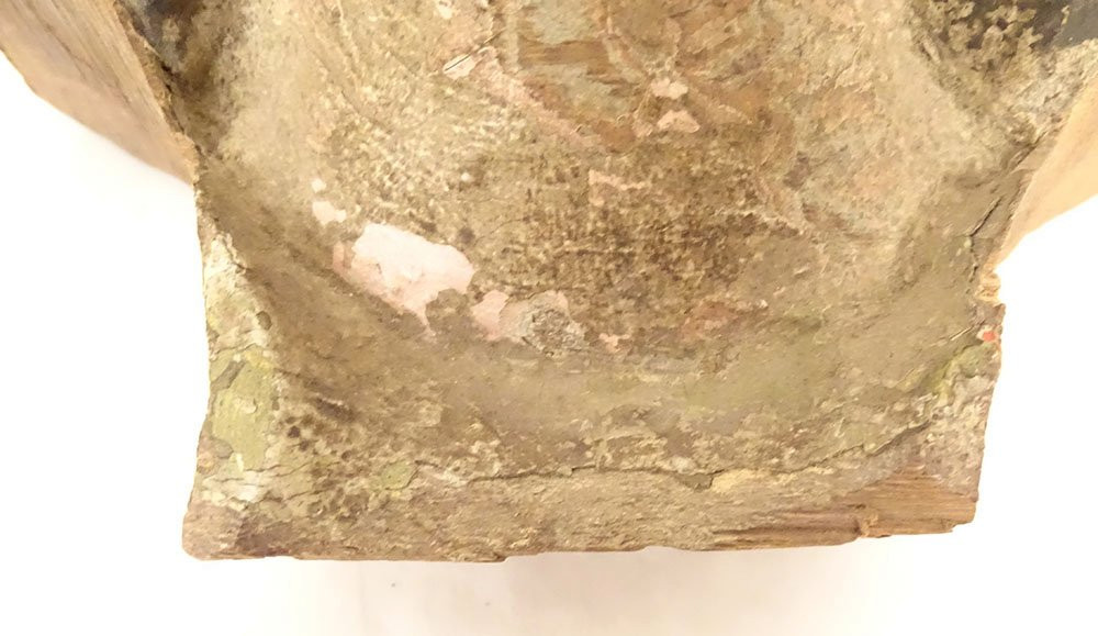 Sculpture bois polychrome tête angelot ange chérubin retable XVIIème siècle-photo-3