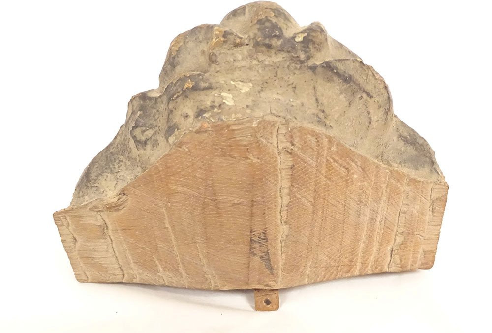 Sculpture bois polychrome tête angelot ange chérubin retable XVIIème siècle-photo-3