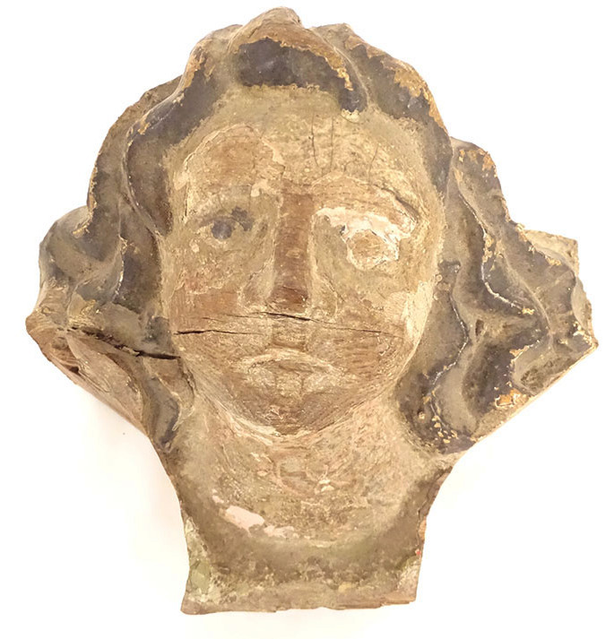 Sculpture bois polychrome tête angelot ange chérubin retable XVIIème siècle