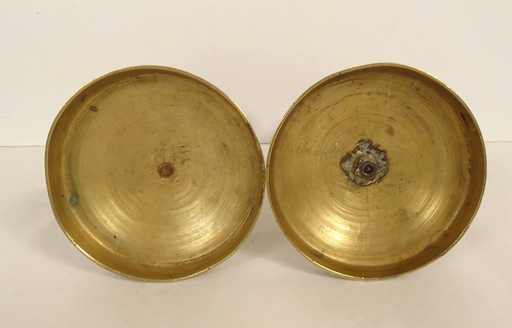 Pair Of Small Louis XVI Style Gilt Bronze Candlesticks With Grape Flowers, 19th Century-photo-2