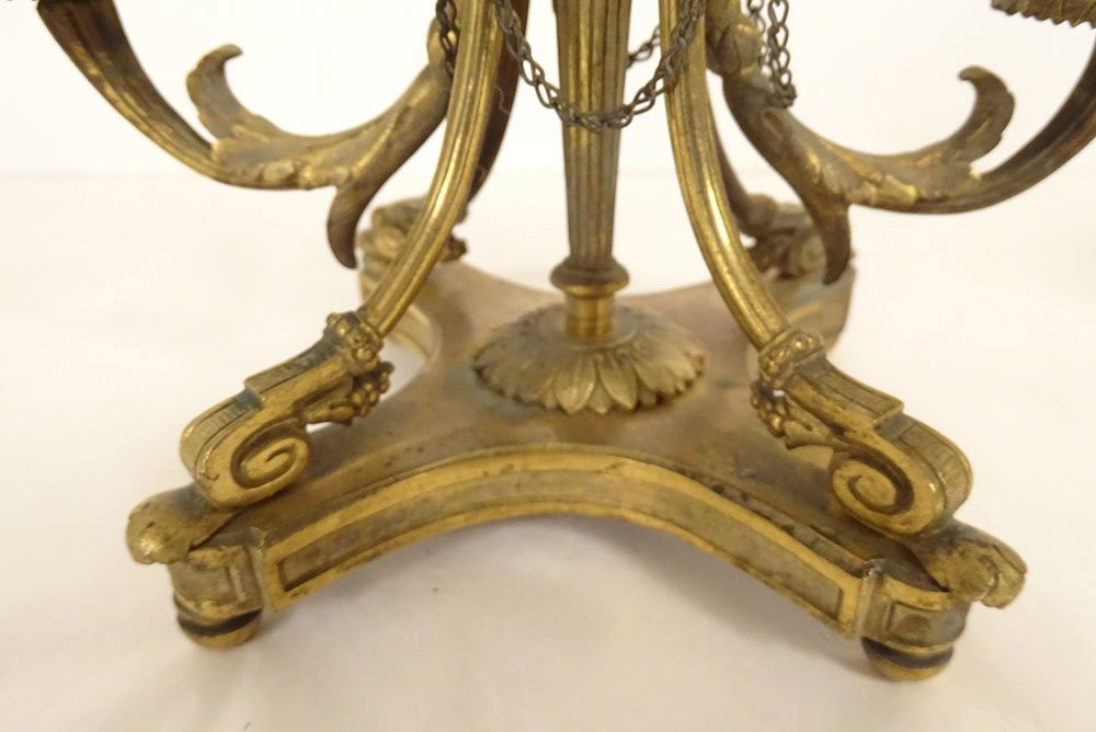 Paire candélabres 2 feux Louis XVI bronze doré bougeoirs Napoléon III XIXème-photo-1