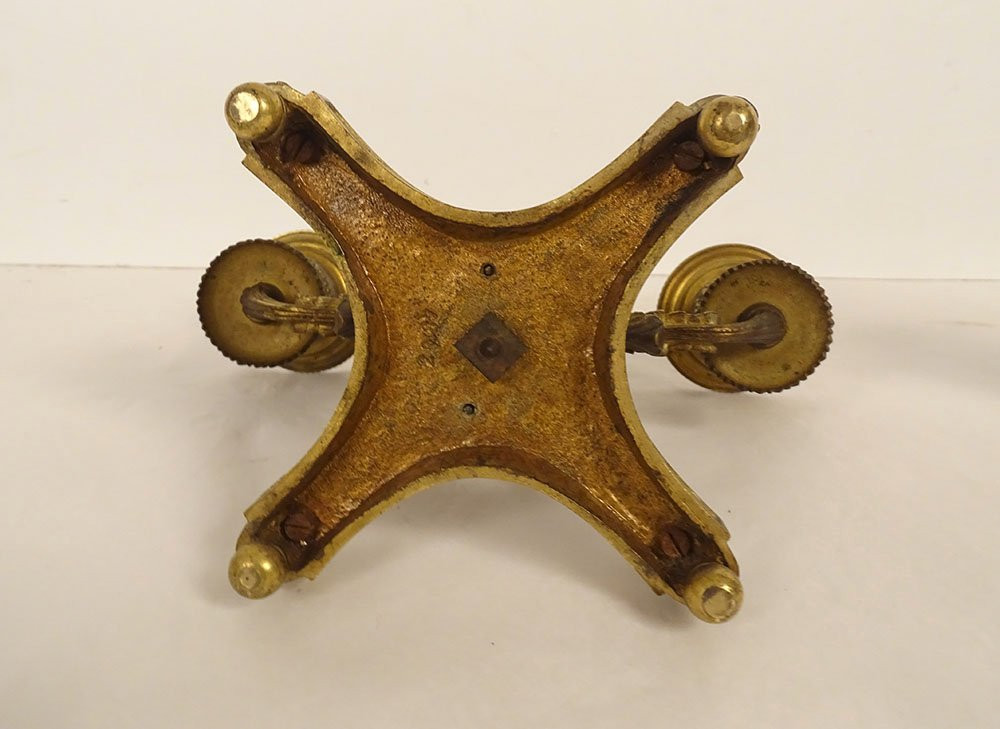 Paire candélabres 2 feux Louis XVI bronze doré bougeoirs Napoléon III XIXème-photo-2