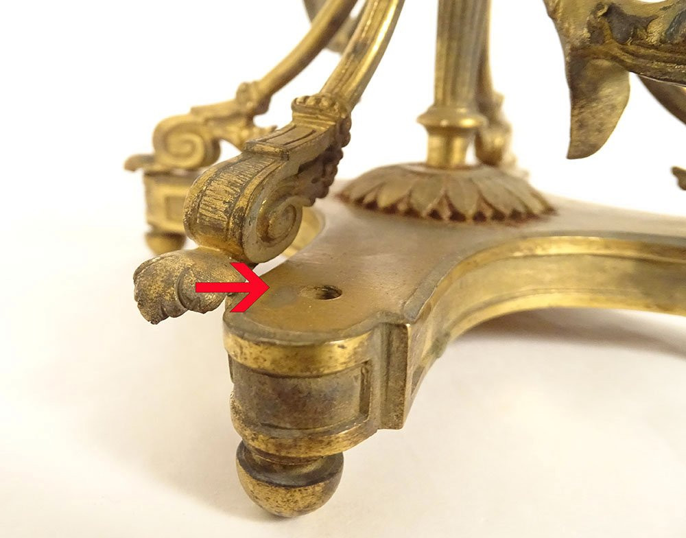Paire candélabres 2 feux Louis XVI bronze doré bougeoirs Napoléon III XIXème-photo-3