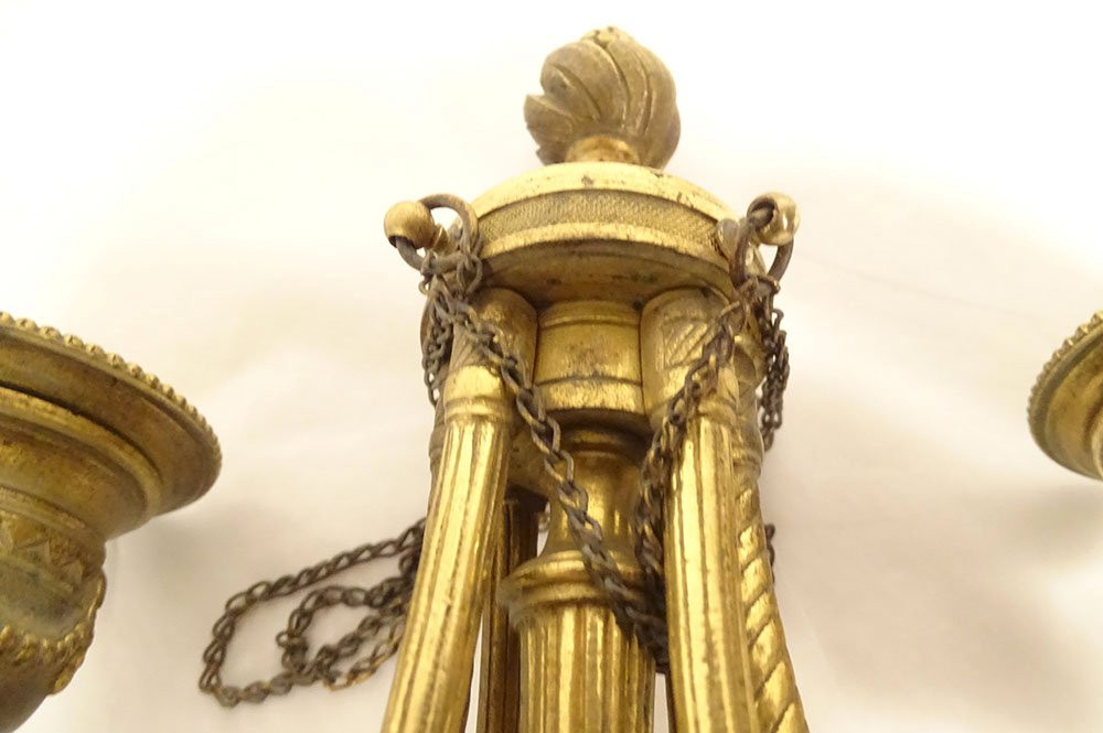 Paire candélabres 2 feux Louis XVI bronze doré bougeoirs Napoléon III XIXème-photo-6