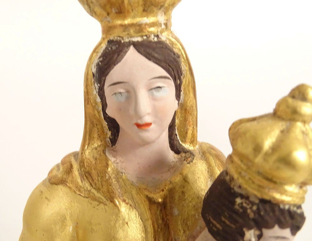 Vierge de Marseille Santibelli Marie Enfant Jésus angelots terre cuite XIXè-photo-3