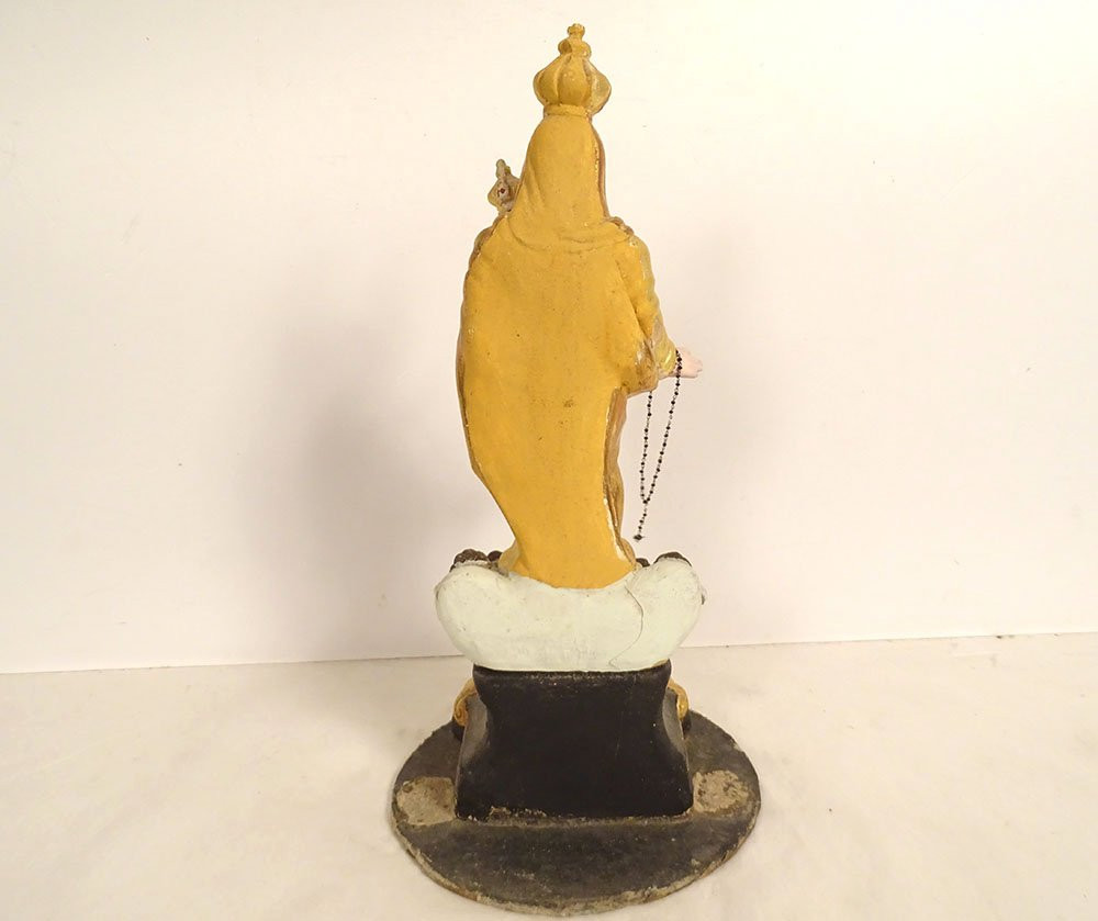 Vierge de Marseille Santibelli Marie Enfant Jésus angelots terre cuite XIXè-photo-5