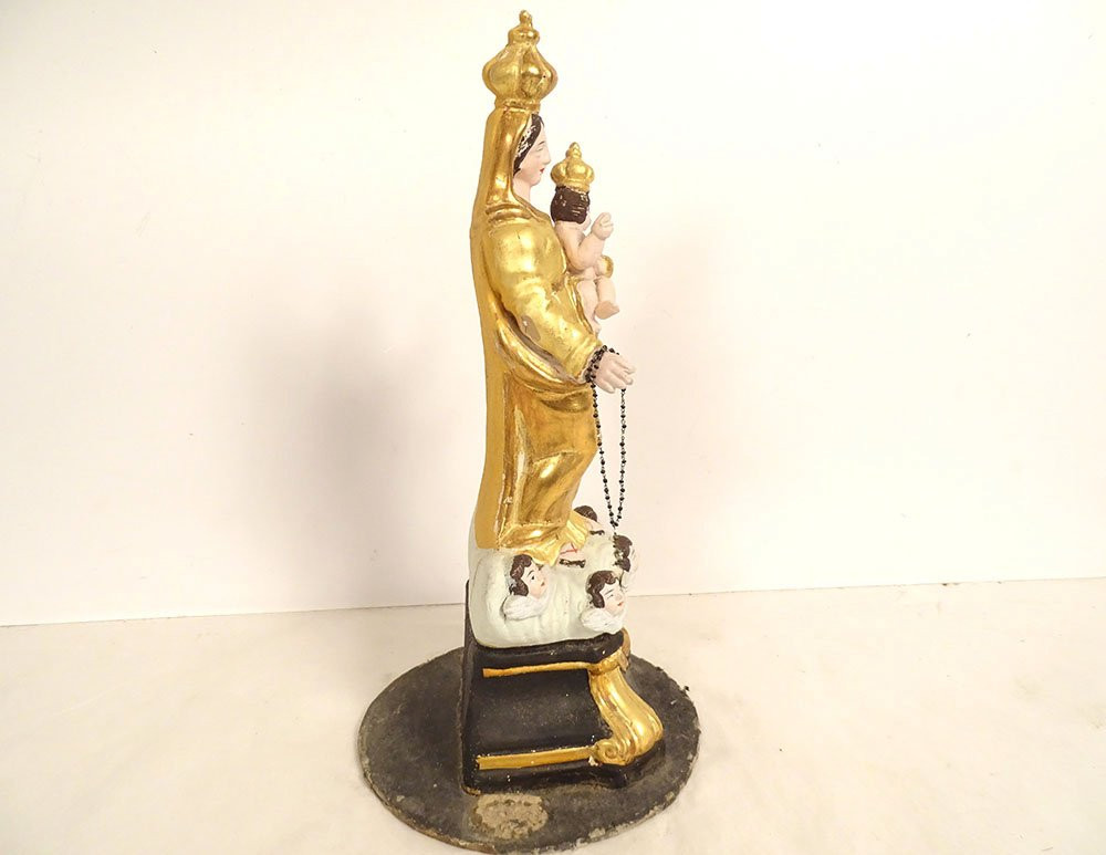 Vierge de Marseille Santibelli Marie Enfant Jésus angelots terre cuite XIXè-photo-6