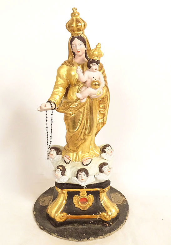 Vierge de Marseille Santibelli Marie Enfant Jésus angelots terre cuite XIXè