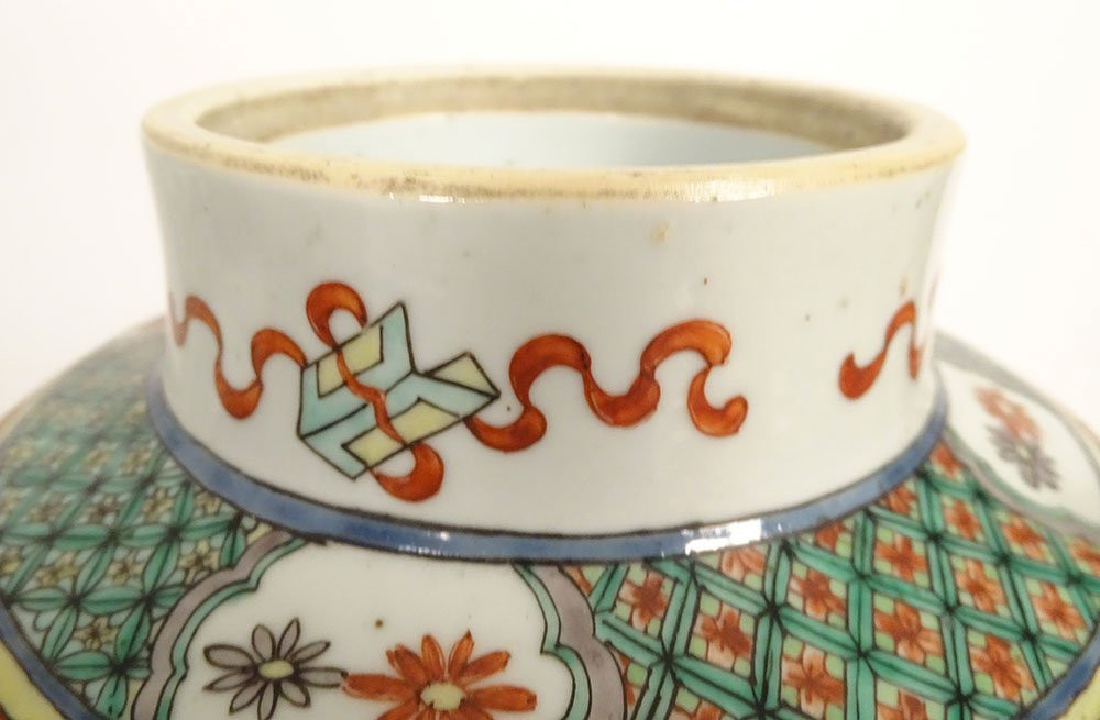 Paire pots couverts potiches porcelaine chinoise famille verte fleurs XIXè-photo-2