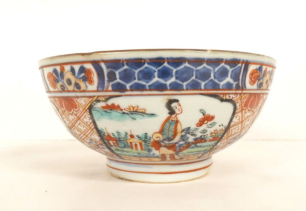 Chinese Bowl, Dutch East India Company, Amsterdam, Bon, Figures, 18th Century-photo-2