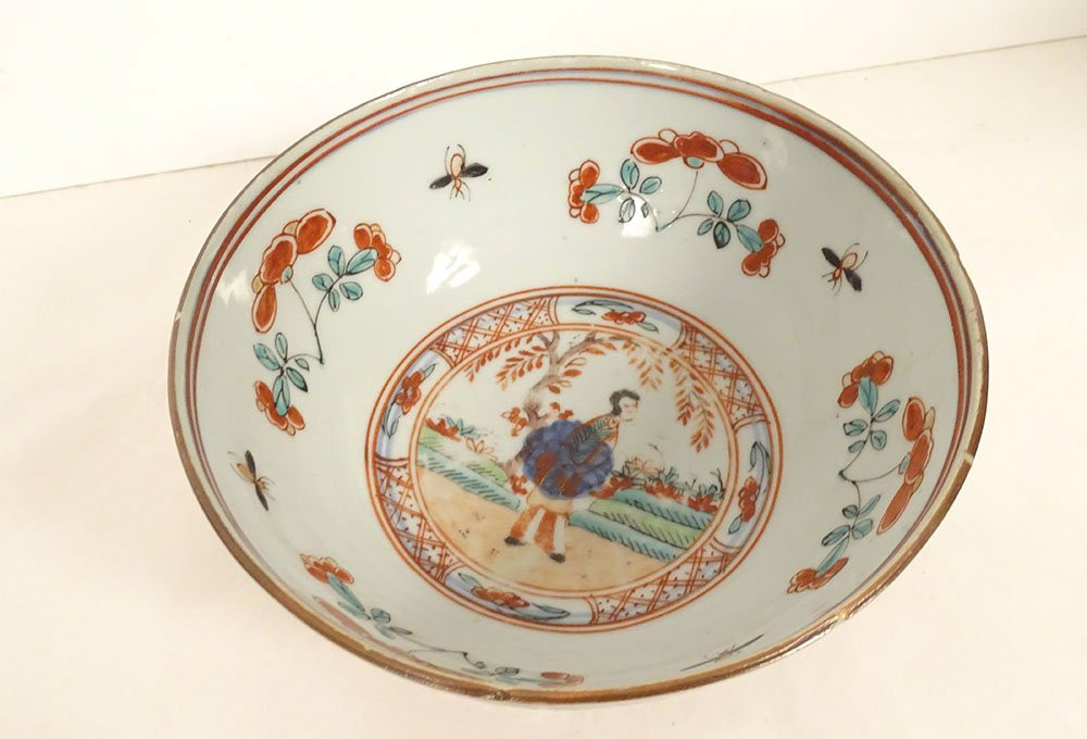 Chinese Bowl, Dutch East India Company, Amsterdam, Bon, Figures, 18th Century-photo-3
