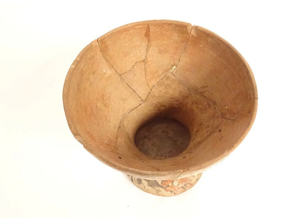 Coupe bol piédouche précolombien Mixtèque Puebla Cholula Mexique terre-photo-3