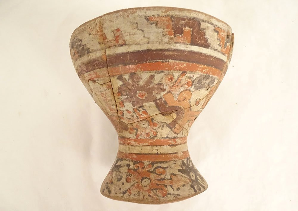 Coupe bol piédouche précolombien Mixtèque Puebla Cholula Mexique terre-photo-1