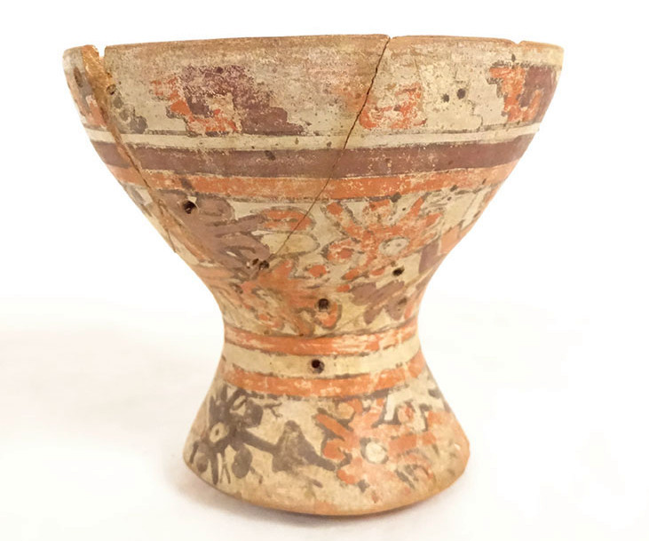 Coupe bol piédouche précolombien Mixtèque Puebla Cholula Mexique terre