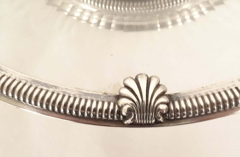 Paire coupes centres de table argent massif Minerve cristal Baccarat XIXème-photo-2