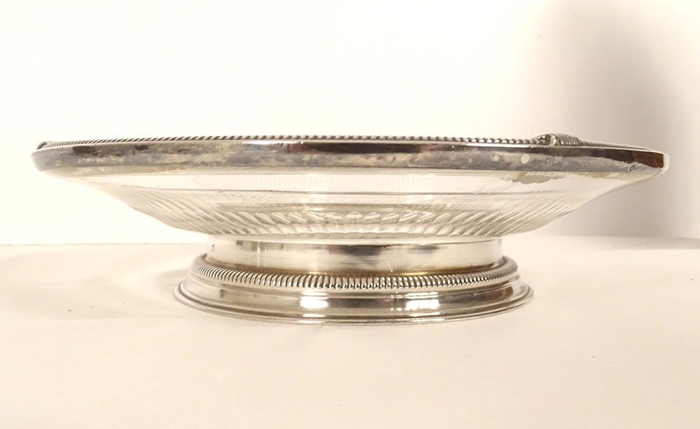 Paire coupes centres de table argent massif Minerve cristal Baccarat XIXème-photo-1