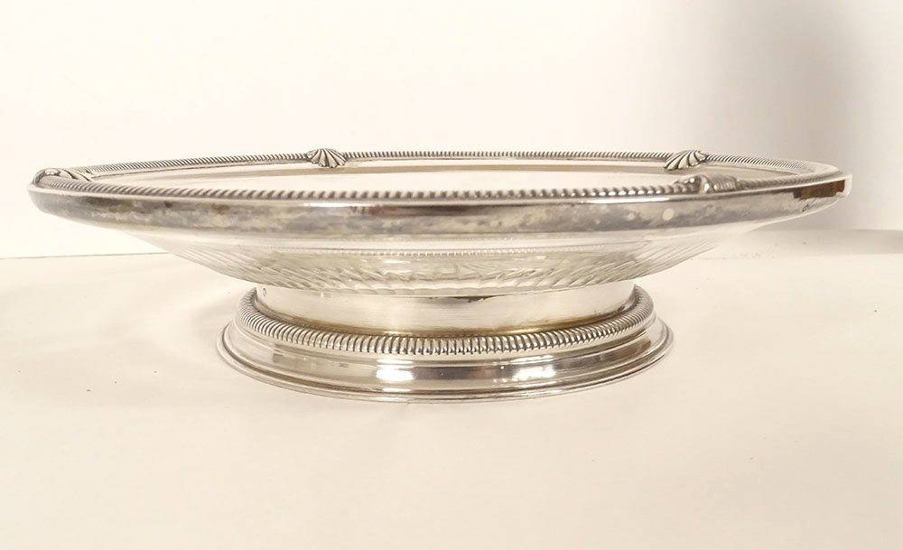 Paire coupes centres de table argent massif Minerve cristal Baccarat XIXème-photo-2