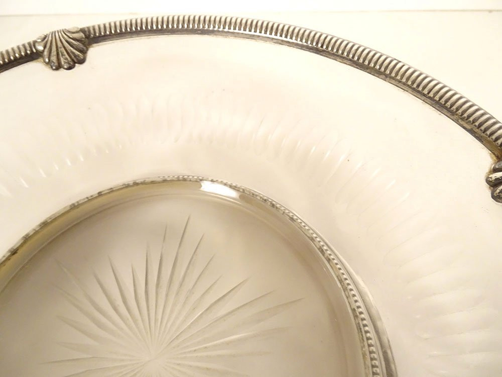 Paire coupes centres de table argent massif Minerve cristal Baccarat XIXème-photo-7