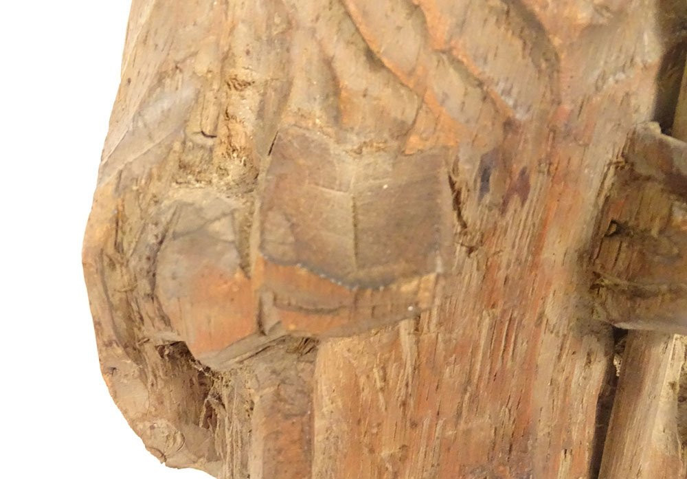 Small Carved Wooden Statue Of The Breton Saint Saint-hervé, Wolf, Brittany, 19th Century-photo-3