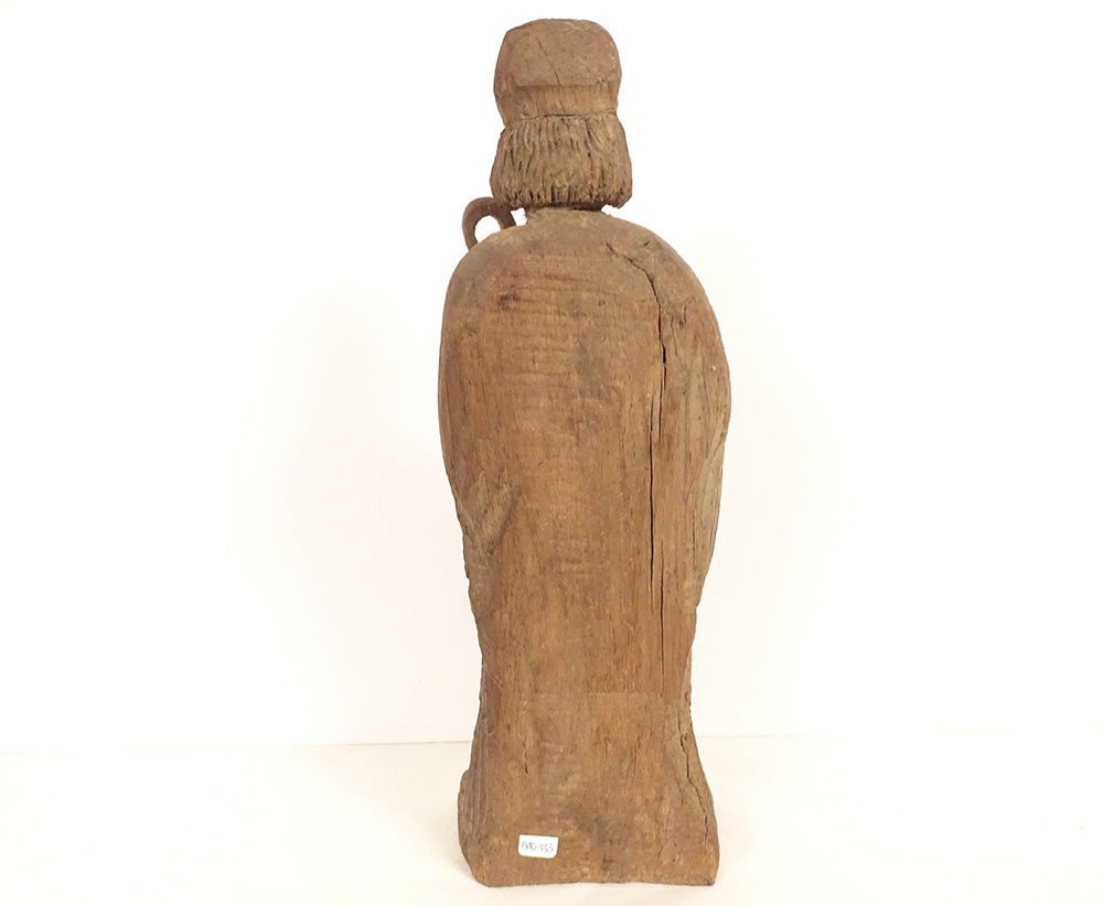 Small Carved Wooden Statue Of The Breton Saint Saint-hervé, Wolf, Brittany, 19th Century-photo-6