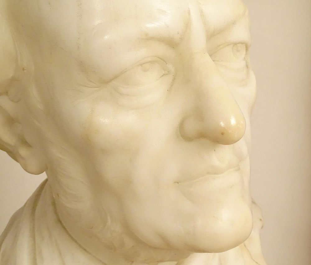 Sculpture albâtre buste compositeur Wagner Raphaël Nannini Italie début XXè-photo-5