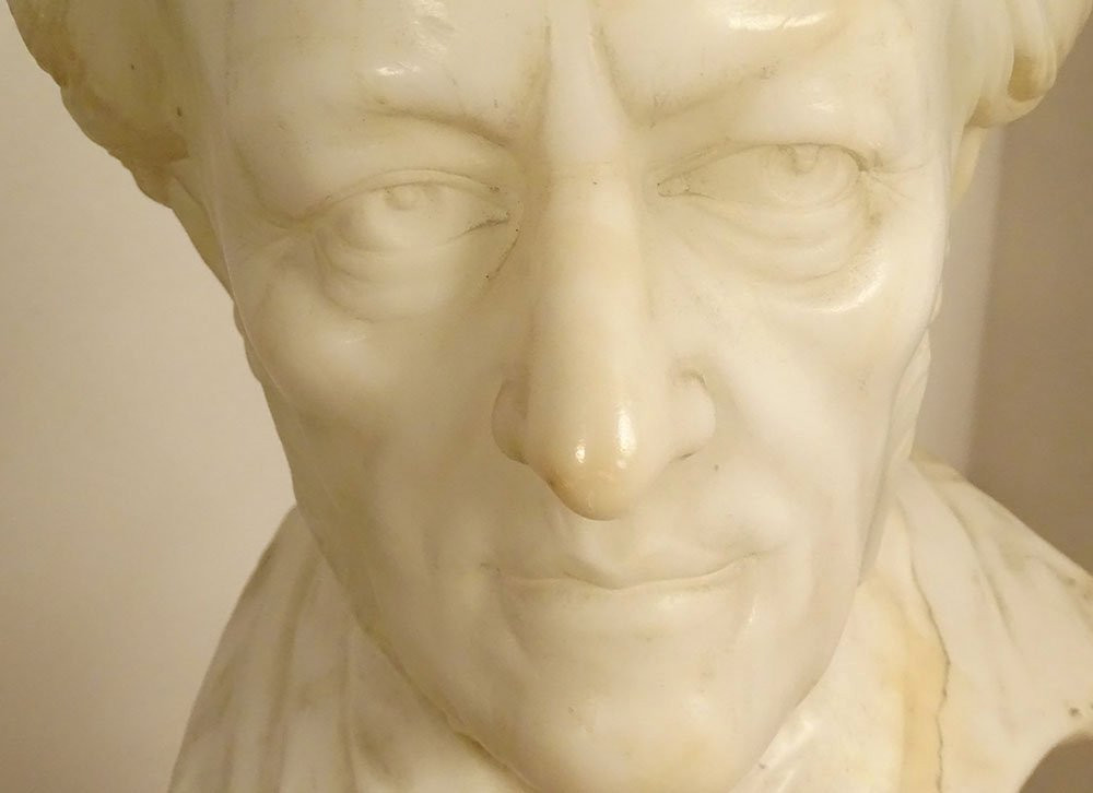 Sculpture albâtre buste compositeur Wagner Raphaël Nannini Italie début XXè-photo-6