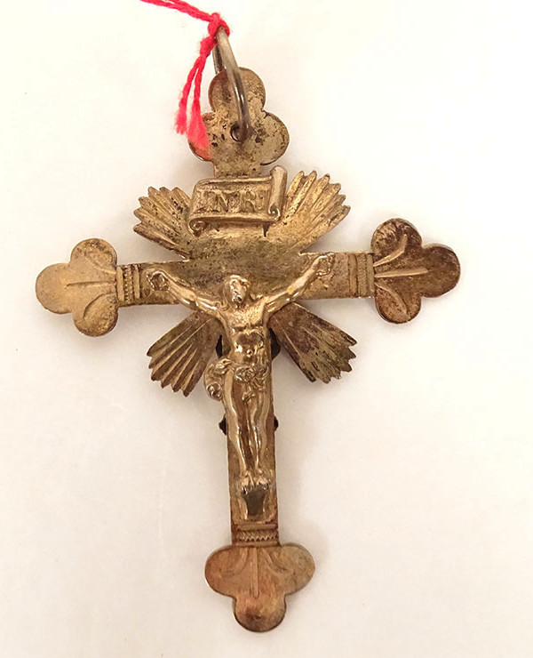 Silver-gilt Crucifix Pendant Cross, Christ The Virgin And Child, 19th Century