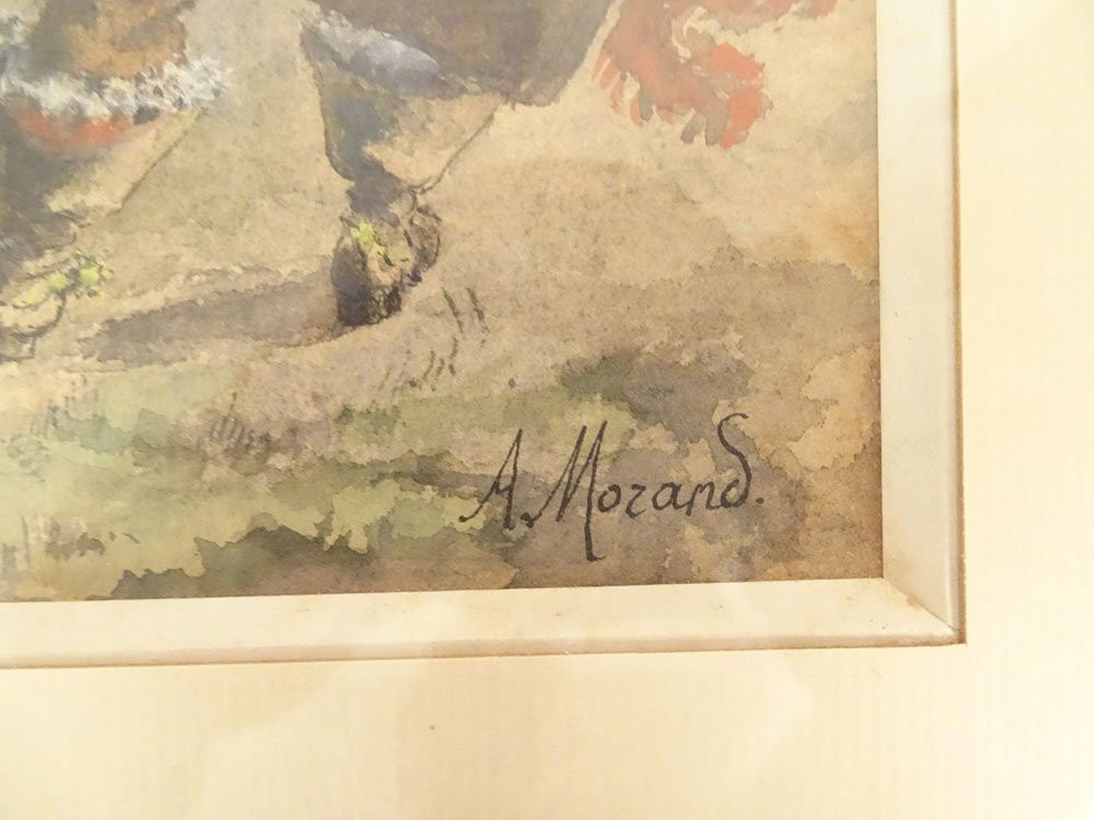 Framed Watercolor By Albert Morand, Cardinal Richelieu, Musketeers, 19th Century-photo-2