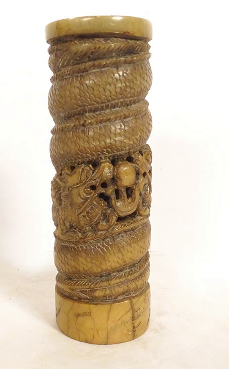 Sceau cachet chinois pierre dure sculptée dragons perle sacrée XXème siècle